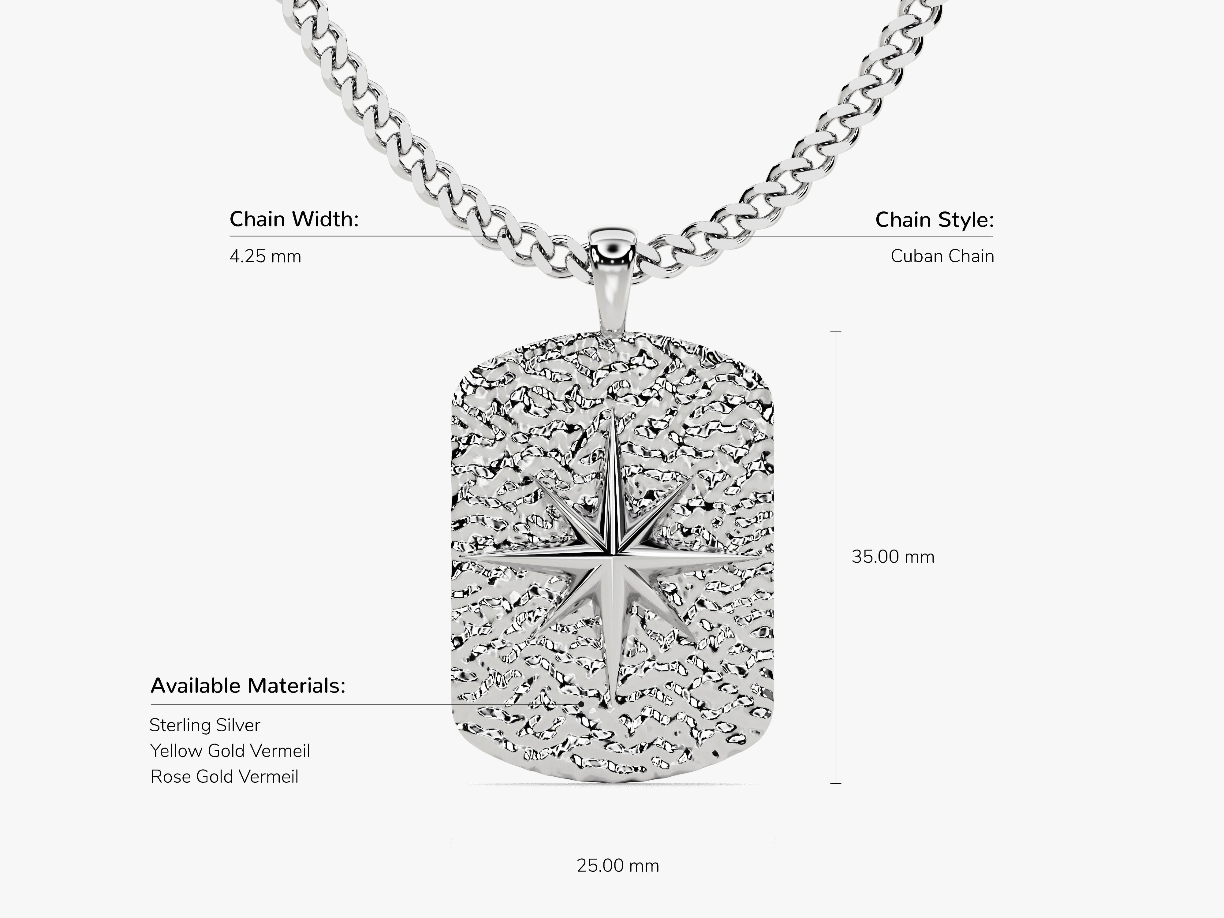 Textured North Star Pendant Necklace - Gold Vermeil