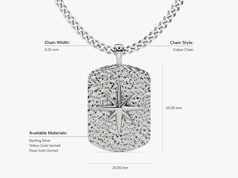 Textured North Star Pendant Necklace - Gold Vermeil