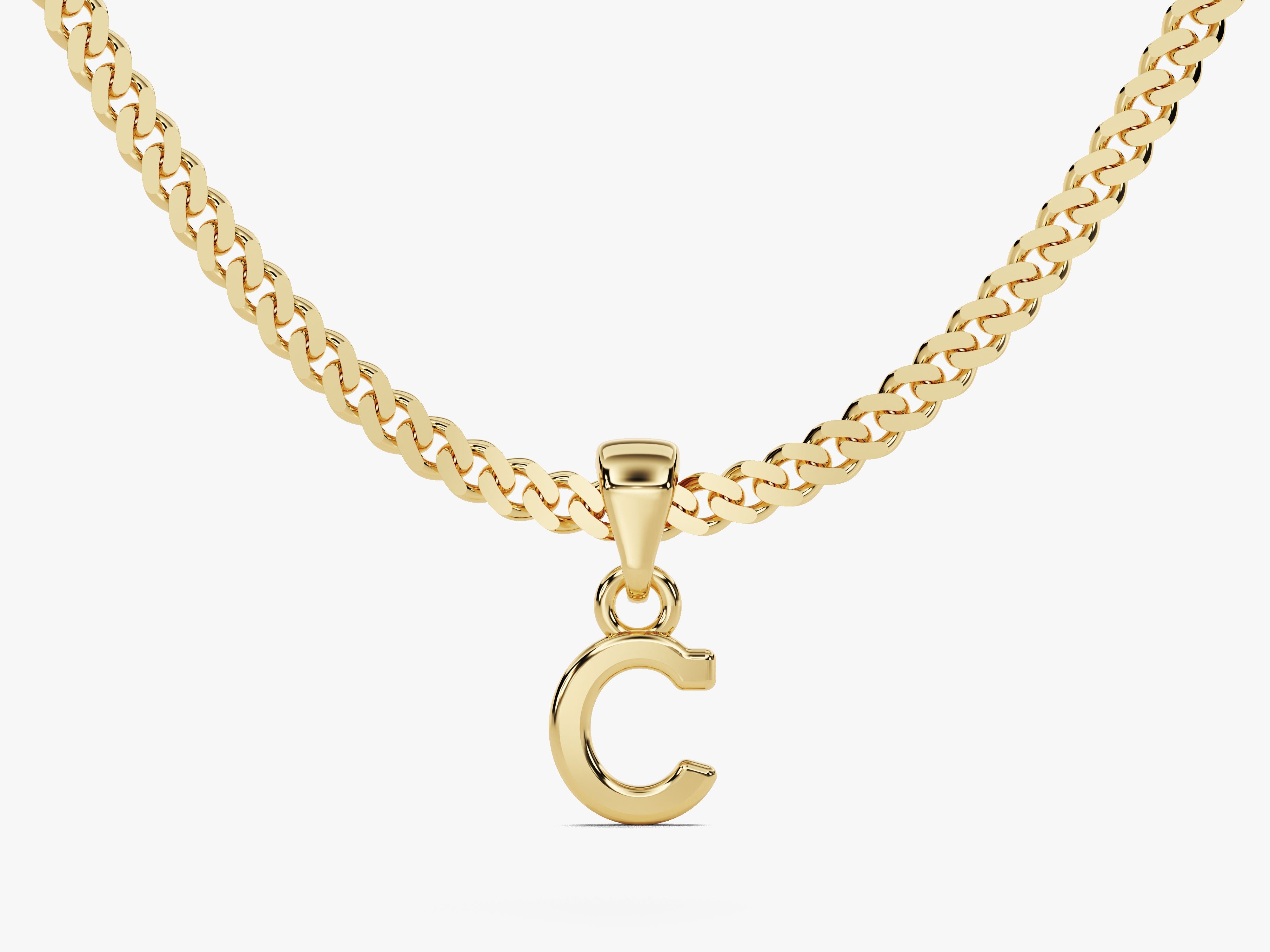Initial Pendant Cuban Chain Necklace