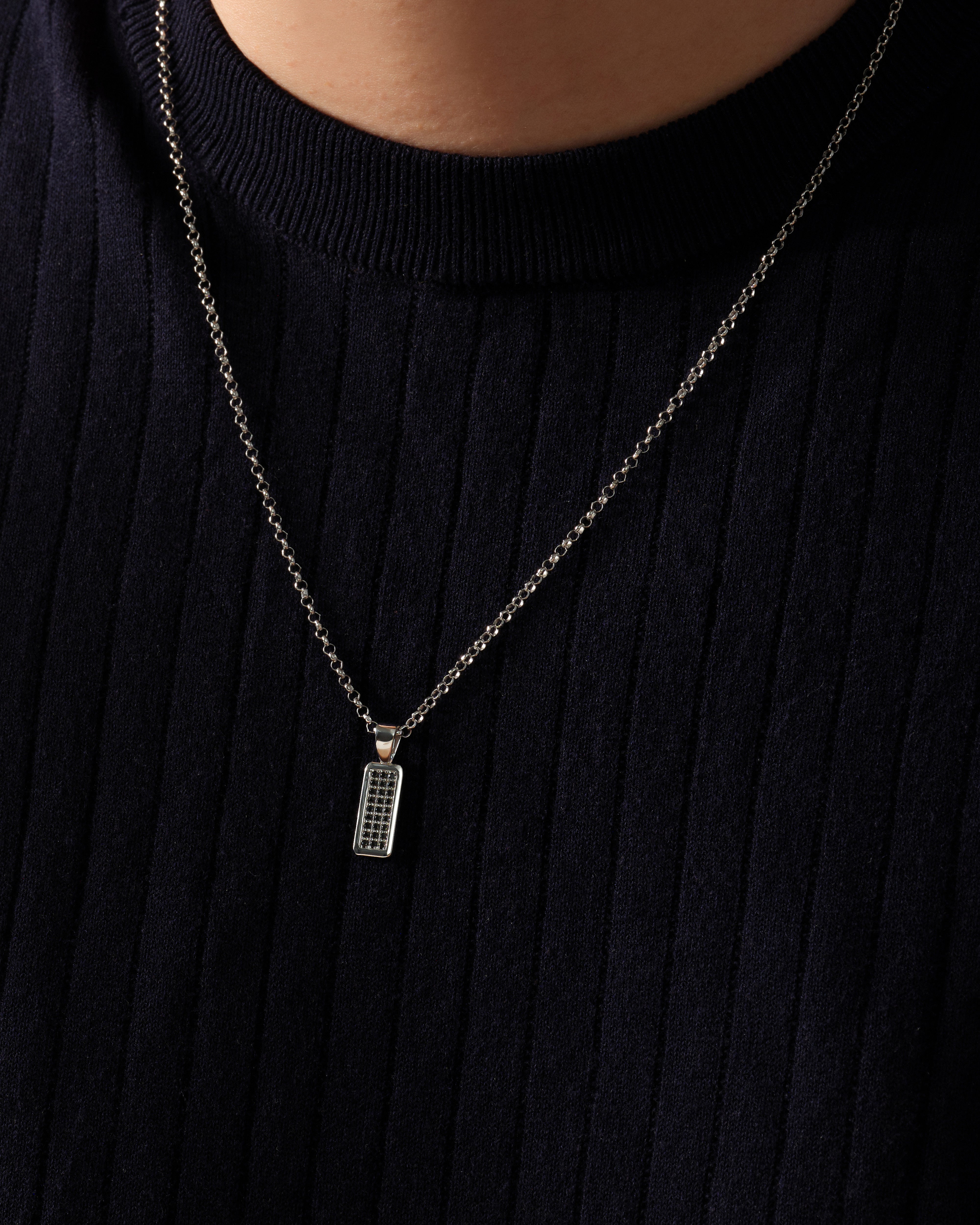 Men's Black Diamond Pendant Necklace - Gold Vermeil