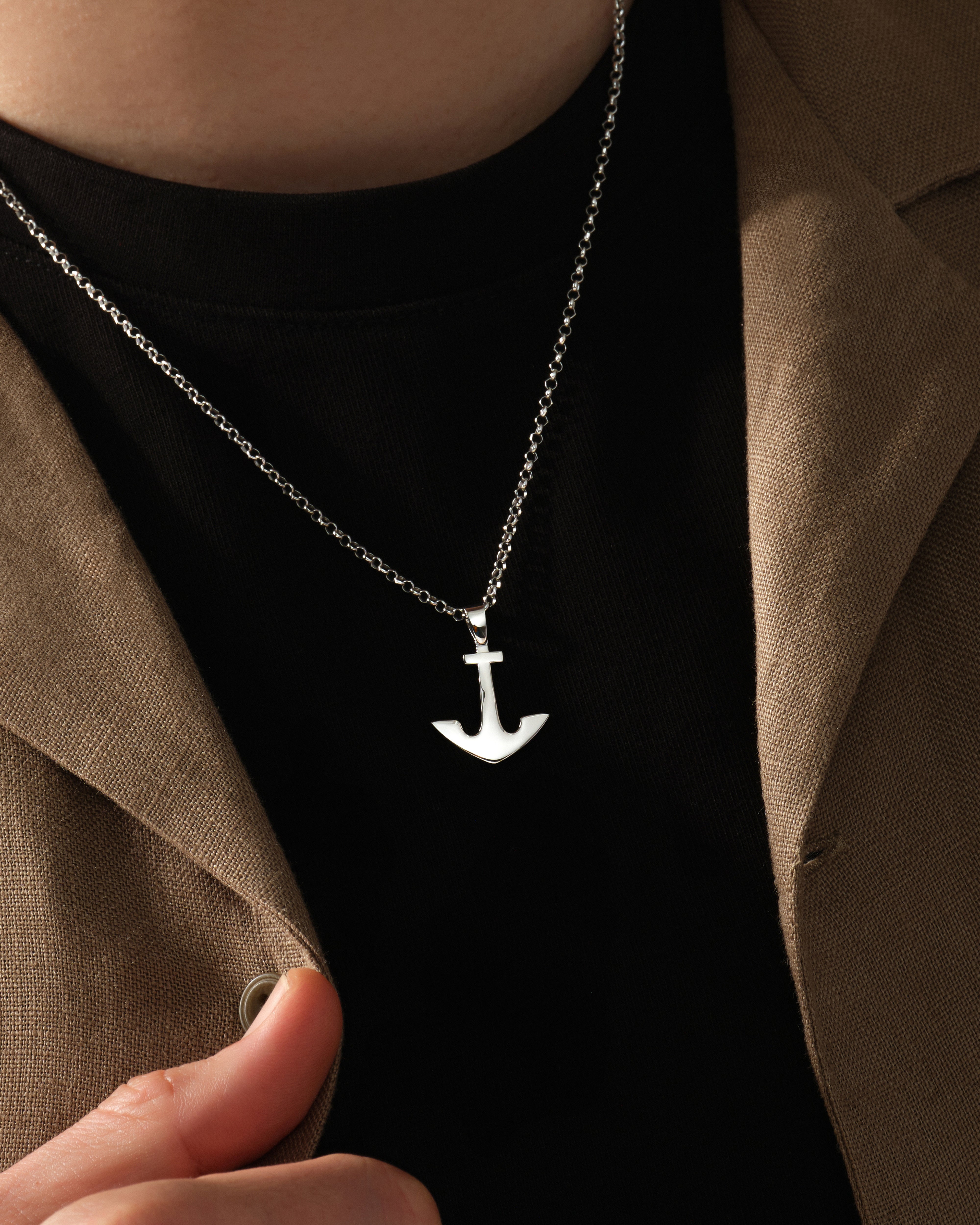 Plain Anchor Pendant Necklace - Gold Vermeil