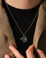 Oxidized Eagle Head Pendant Necklace - Sterling Silver