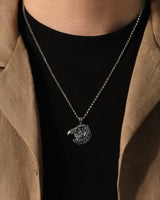 Oxidized Eagle Head Pendant Necklace - Sterling Silver