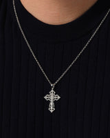 Detailed Cross Pendant Necklace - Gold Vermeil