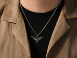Oxidized Flying Eagle Pendant Necklace - Sterling Silver