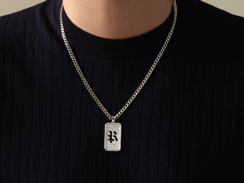 Textured Initial Plate Pendant Necklace - Gold Vermeil