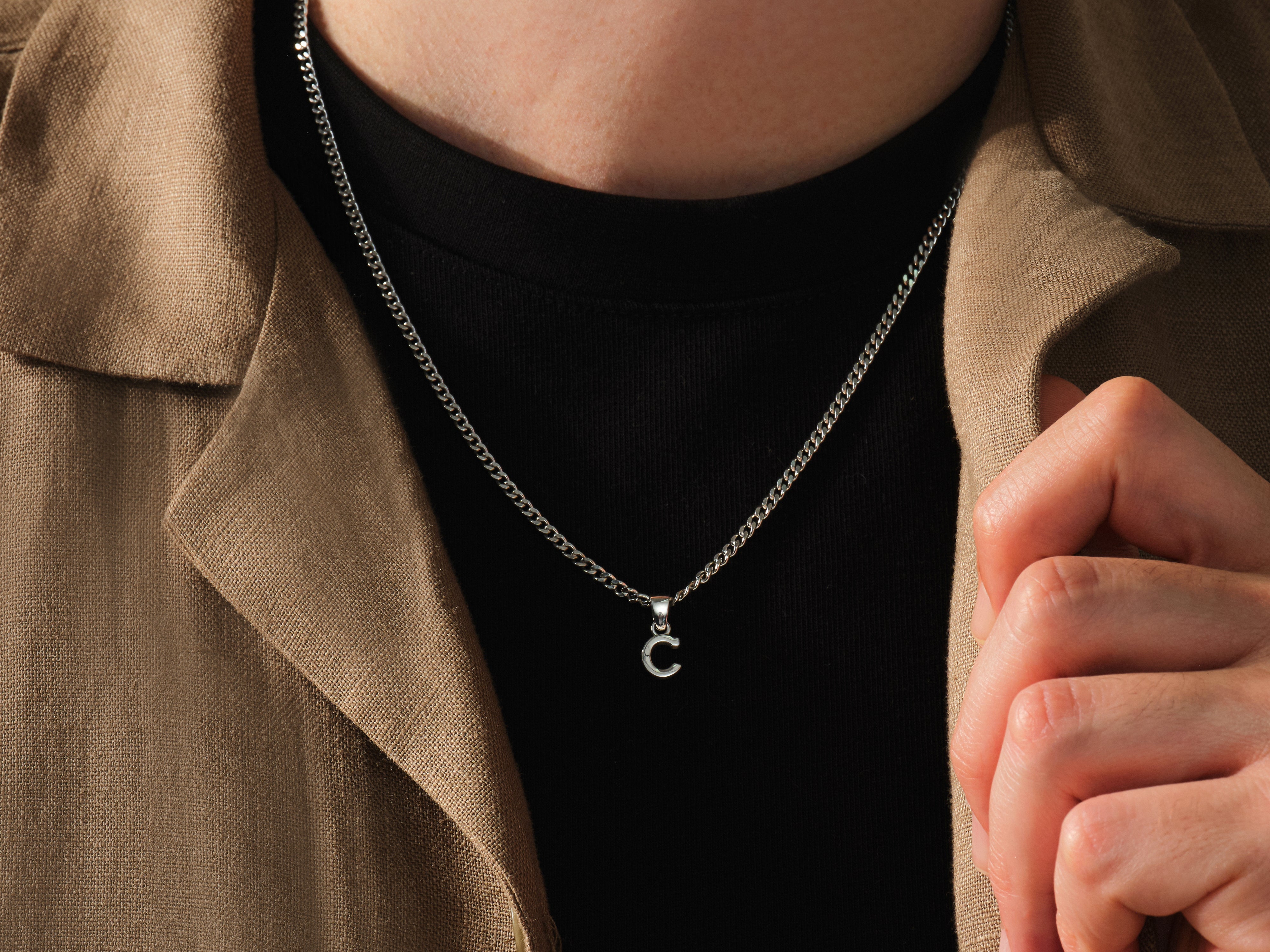 Initial Pendant Cuban Chain Necklace