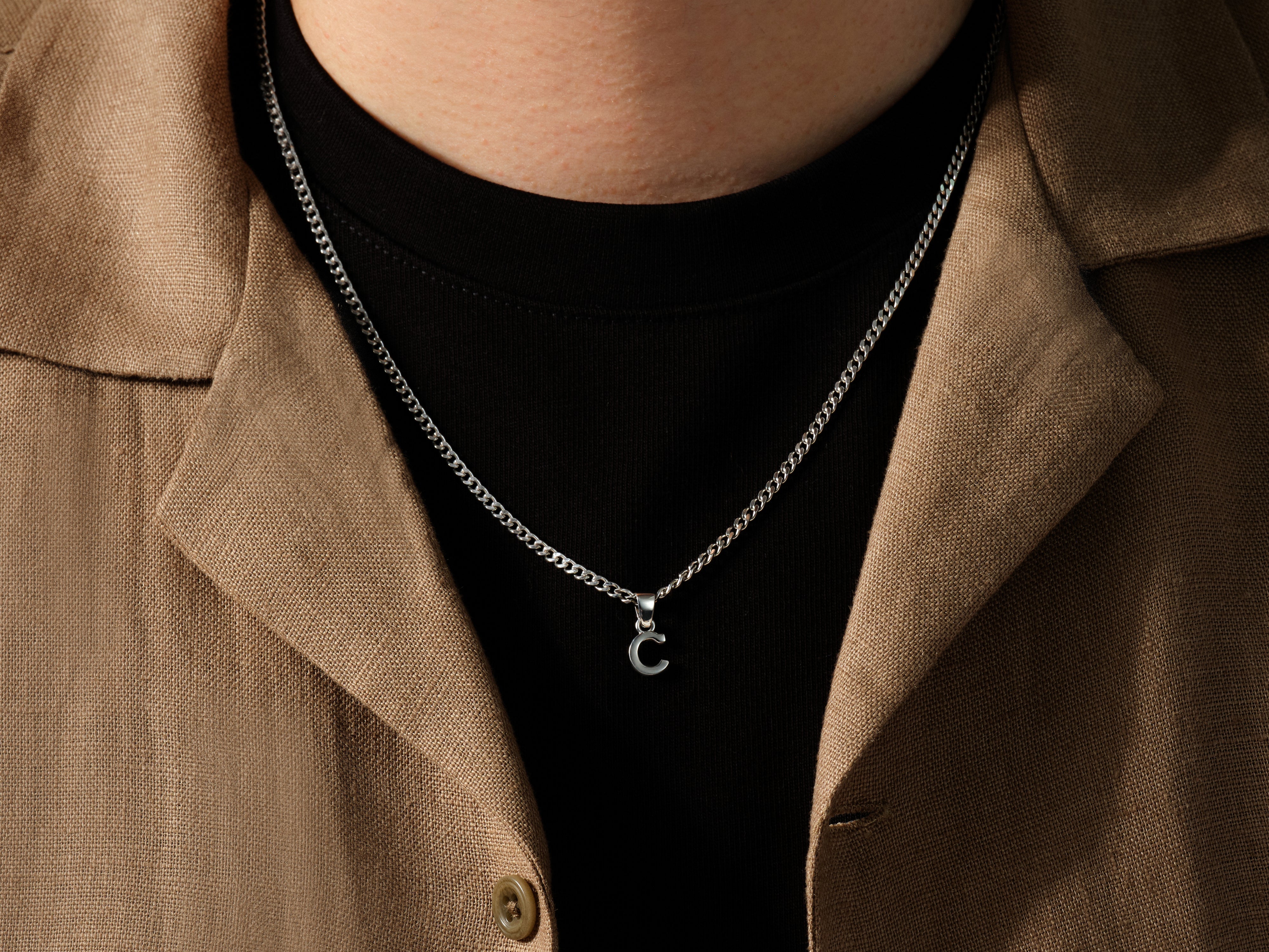 Initial Pendant Cuban Chain Necklace