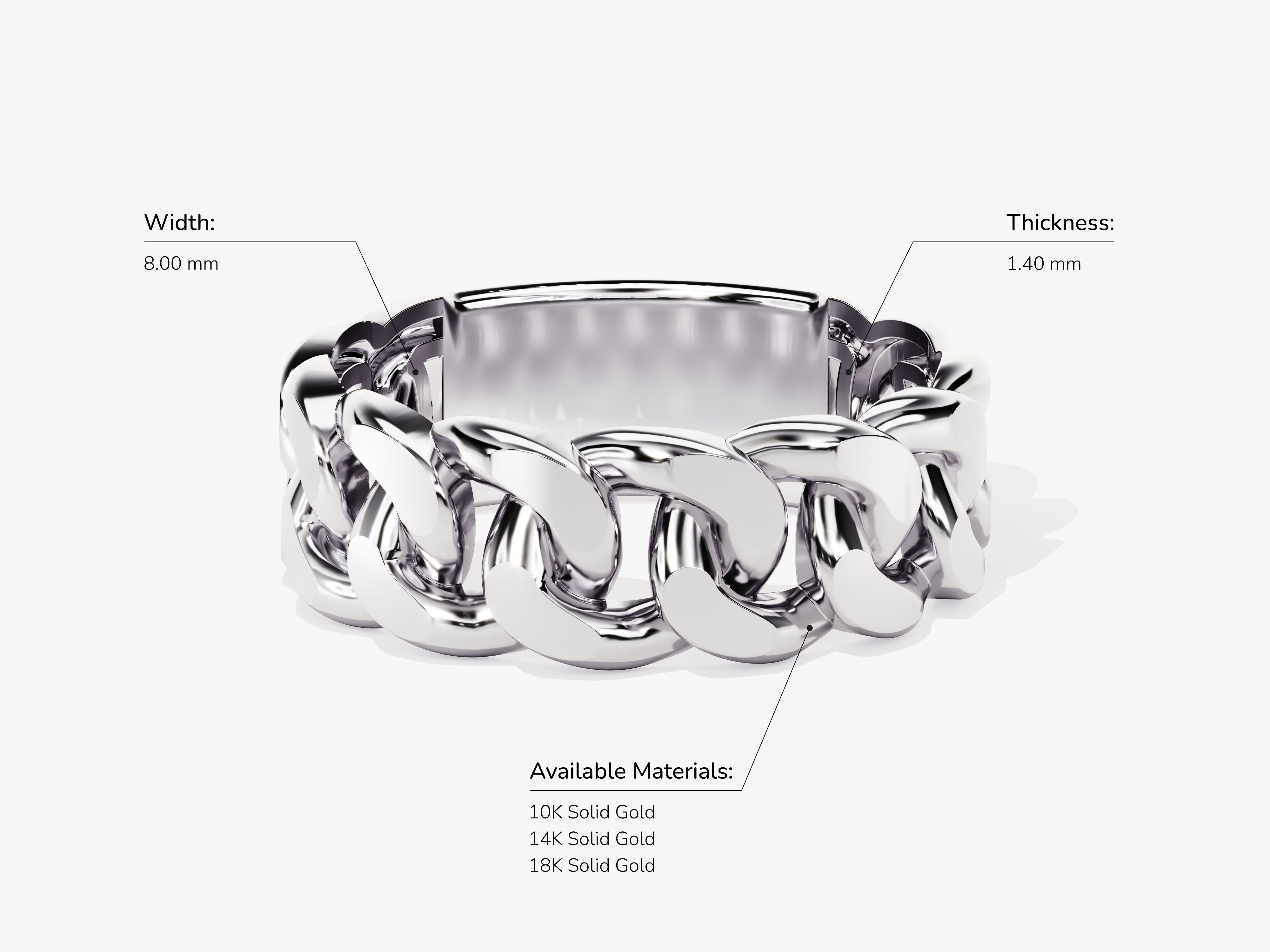 14k Gold 8.0mm Chain Ring