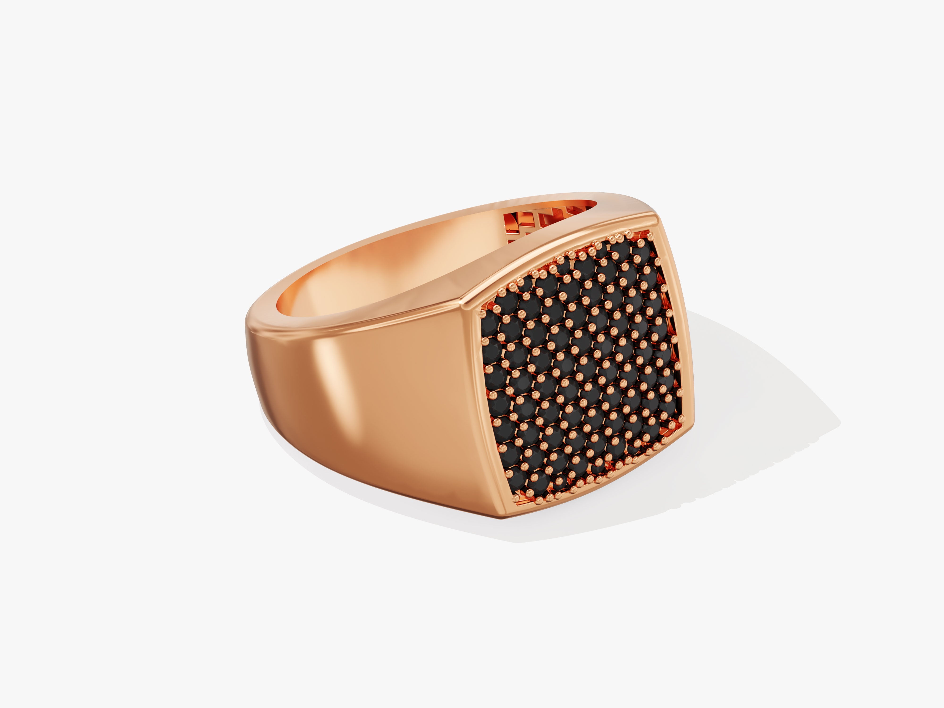 14k Gold Black Diamond Signet Ring