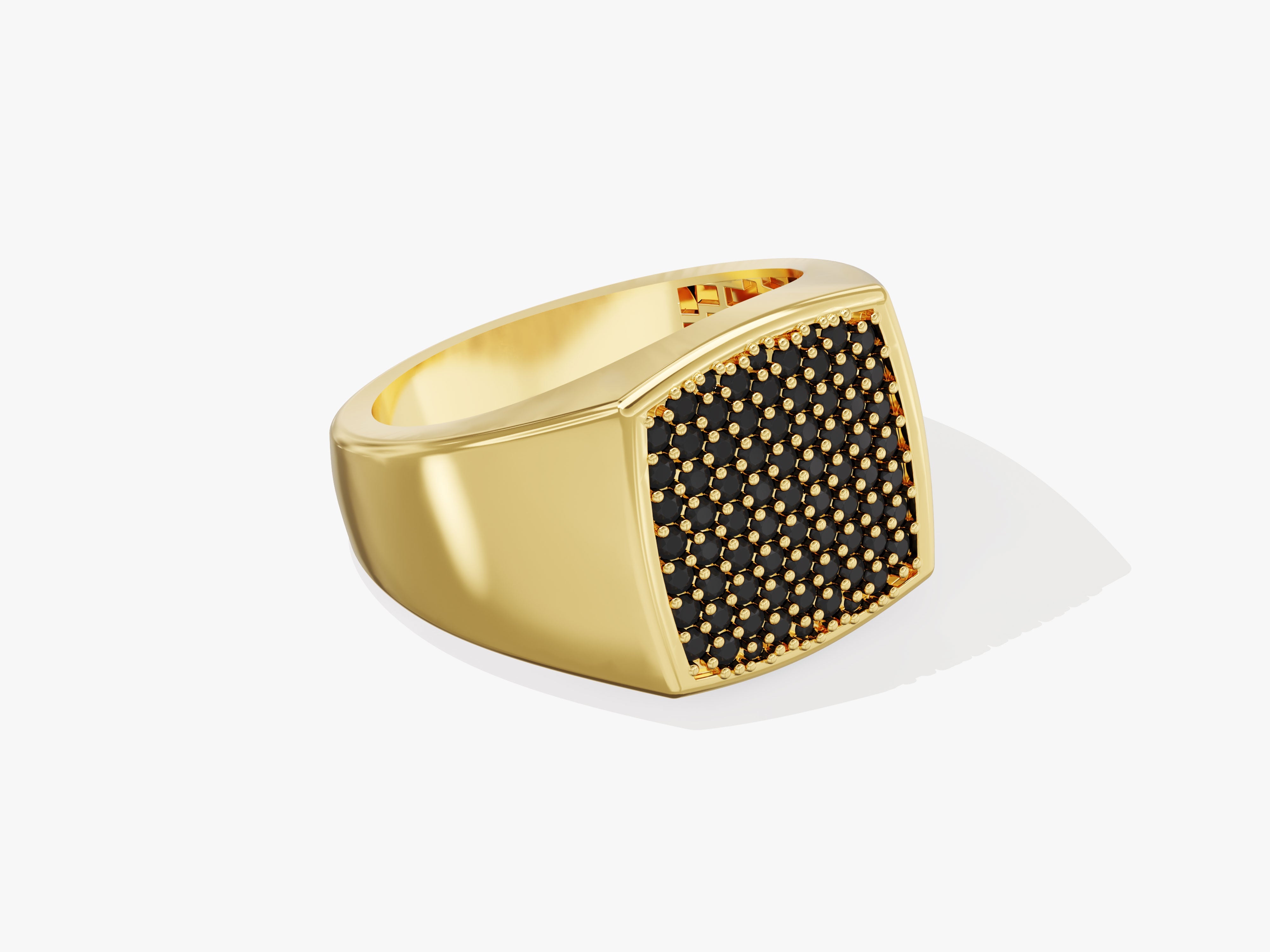 14k Gold Black Diamond Signet Ring