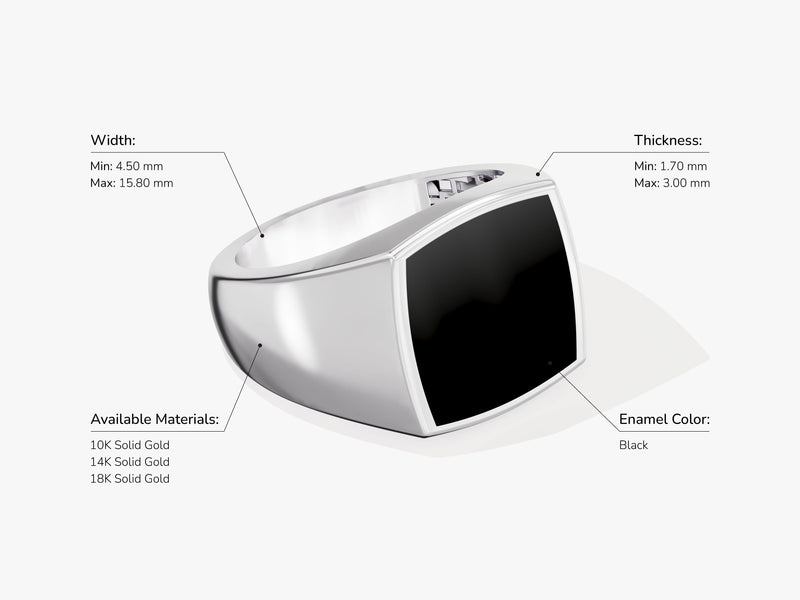 14k Gold Black Enamel Signet Ring