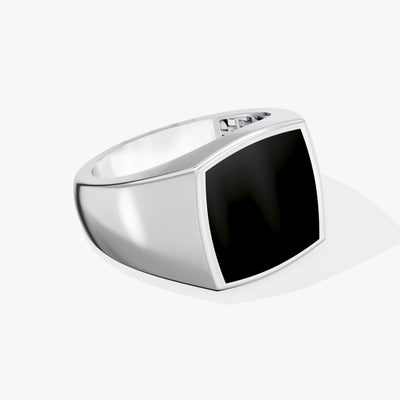 14k Gold Black Enamel Signet Ring