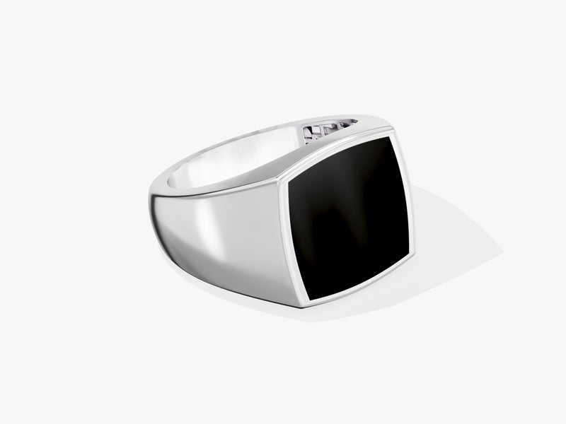 14k Gold Black Enamel Signet Ring