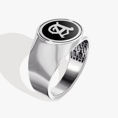 14k Gold Men's Initial Signet Ring