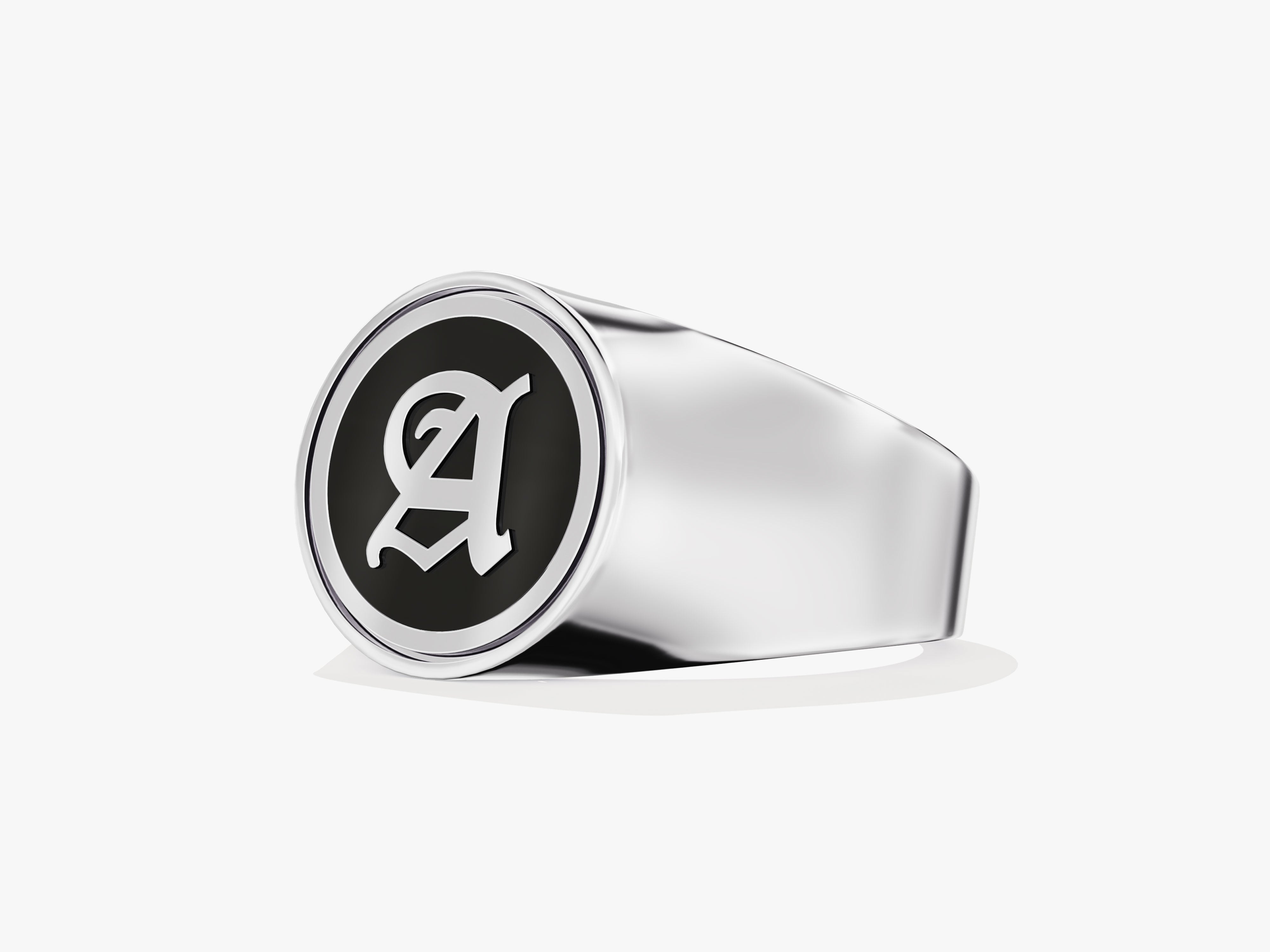 14k Gold Men's Initial Signet Ring