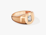 Rose gold signet ring with emerald cut diamond jewelry