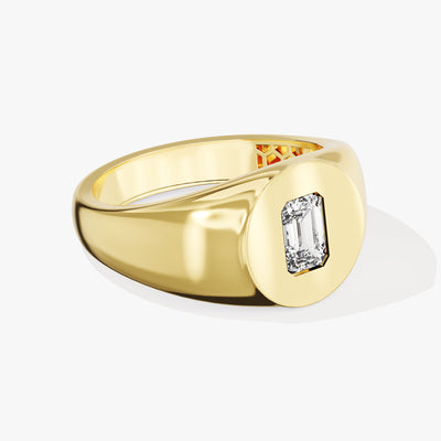 Emerald Cut Lab Diamond Men's Engagement Ring