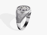 Men's diamond compass ring, sterling silver, luxury jewelry