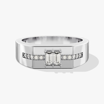 Men's Baguette Cut Moissanite Ring - Gold Vermeil