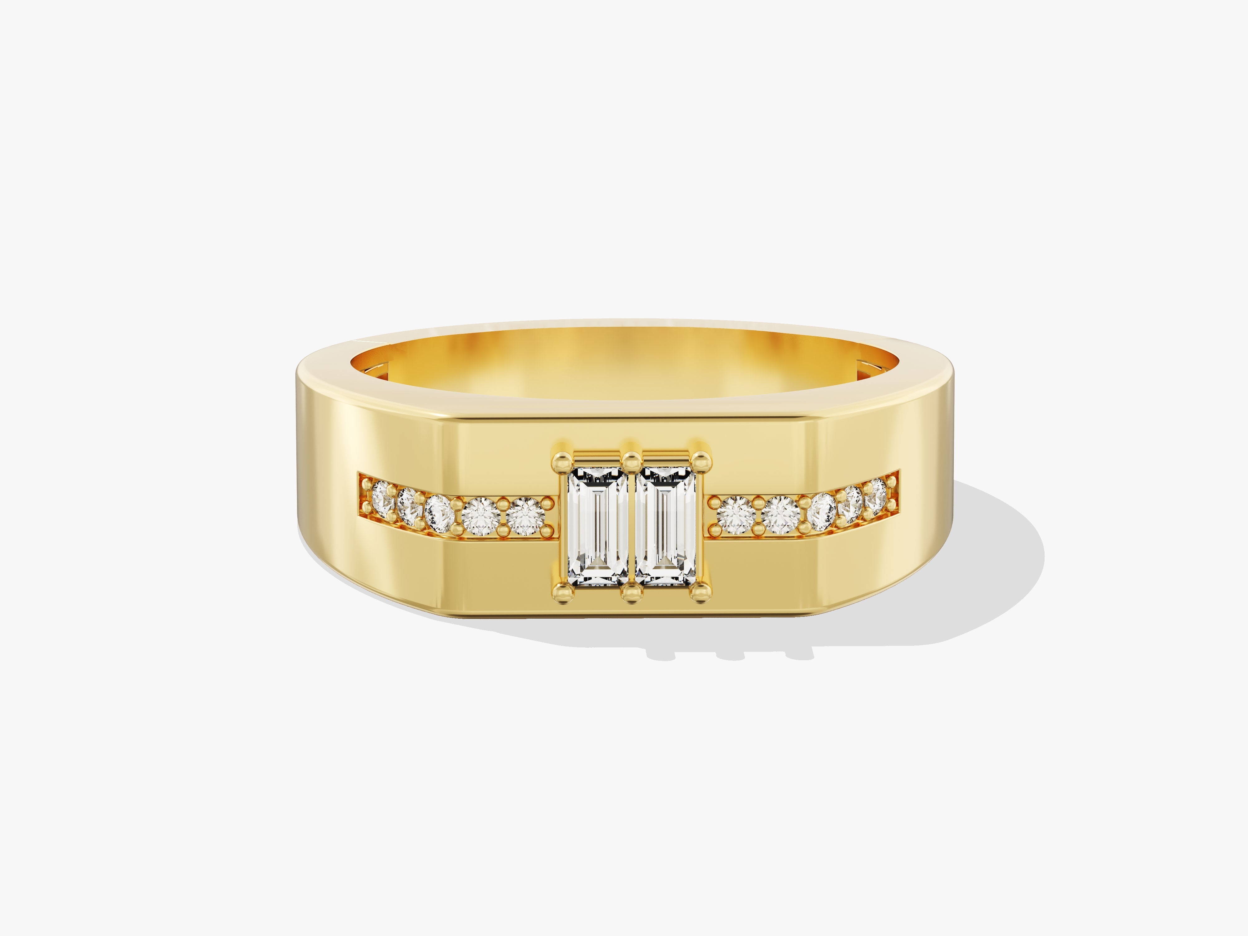 Men's Baguette Cut Moissanite Ring - Gold Vermeil