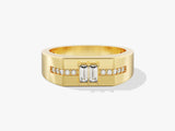 Men's Baguette Cut Moissanite Ring - Gold Vermeil