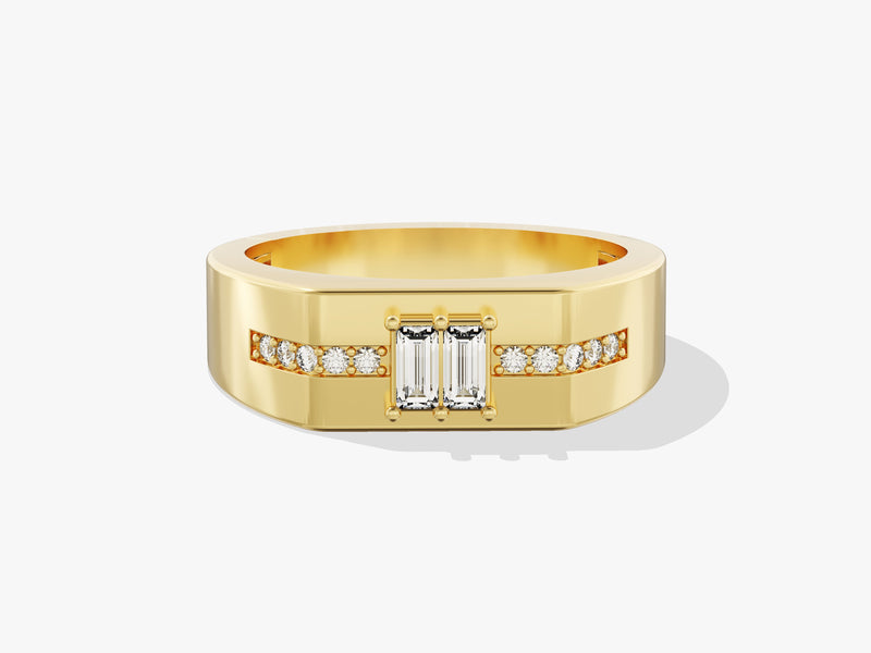 Men's Baguette Cut Moissanite Ring - Gold Vermeil