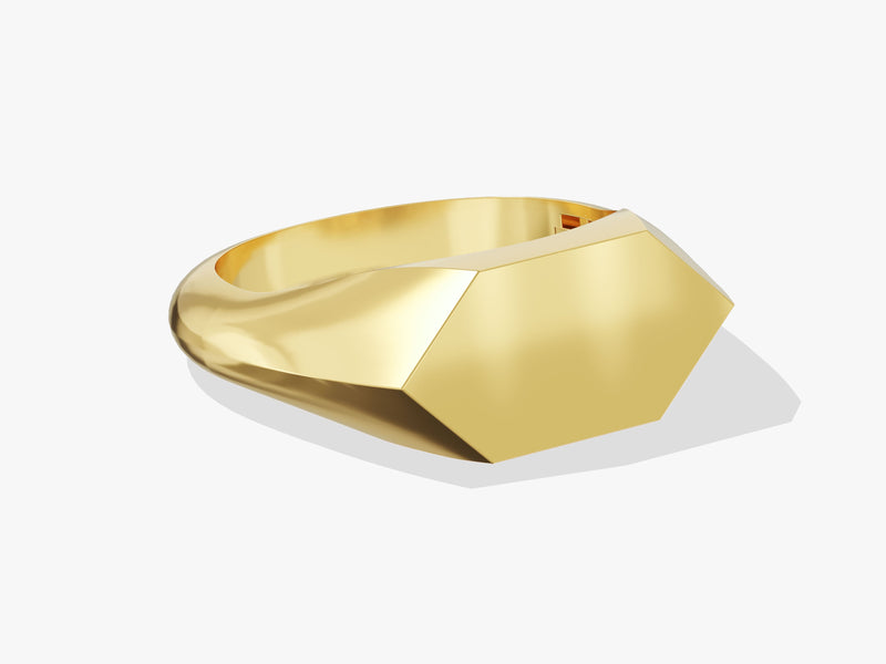 Hexagon Signet Ring - Gold Vermeil