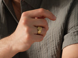 Engravable Round Signet Ring - Gold Vermeil