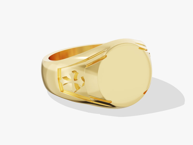 Engravable Round Signet Ring - Gold Vermeil