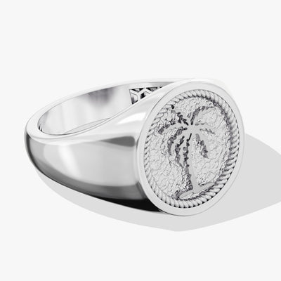 Men's Palm Tree Signet Ring - Gold Vermeil