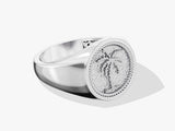 Men's Palm Tree Signet Ring - Gold Vermeil