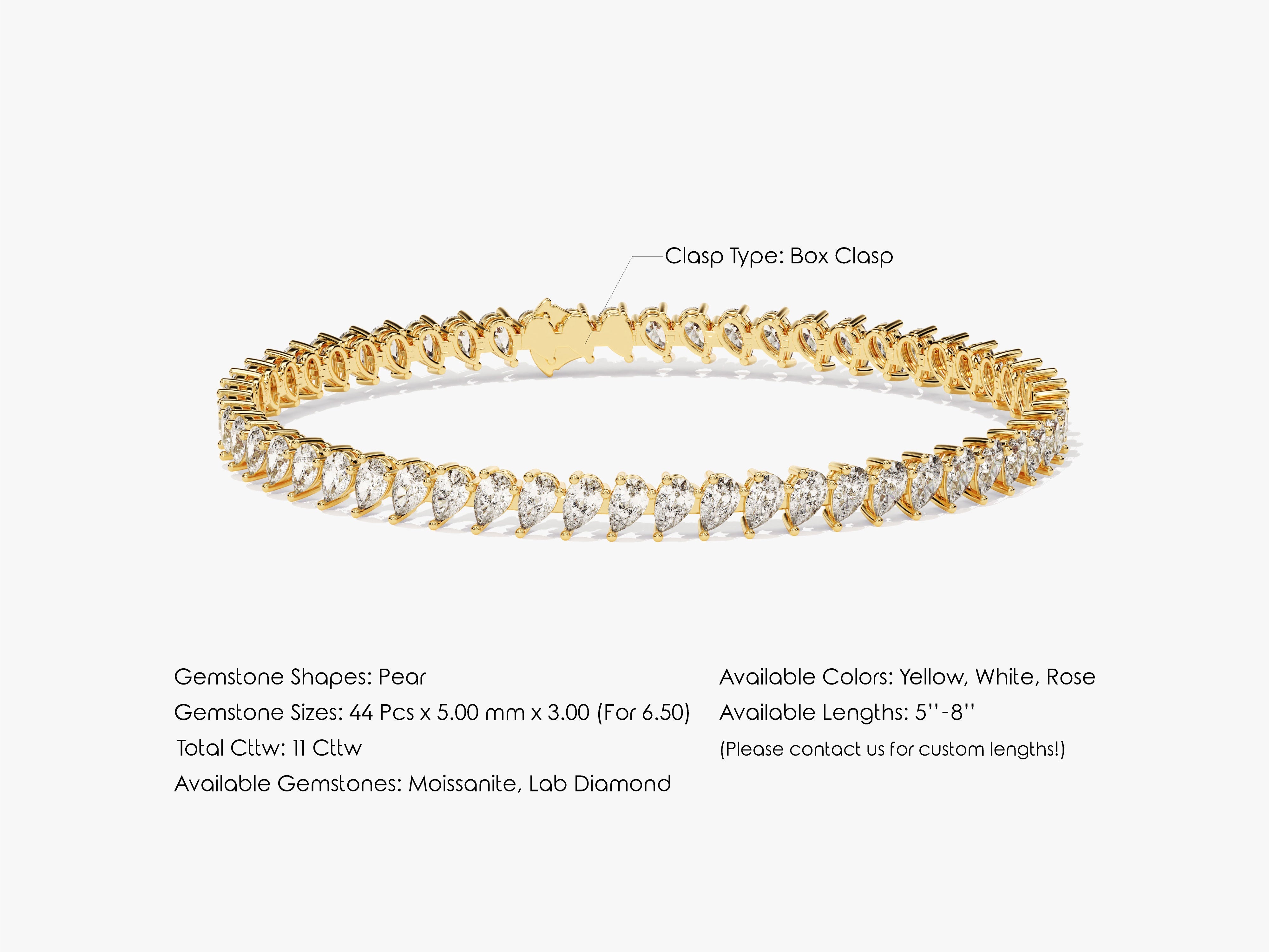 Pear Cut Lab Diamond Tennis Bracelet