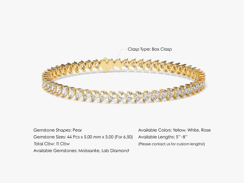 Pear Cut Lab Diamond Tennis Bracelet