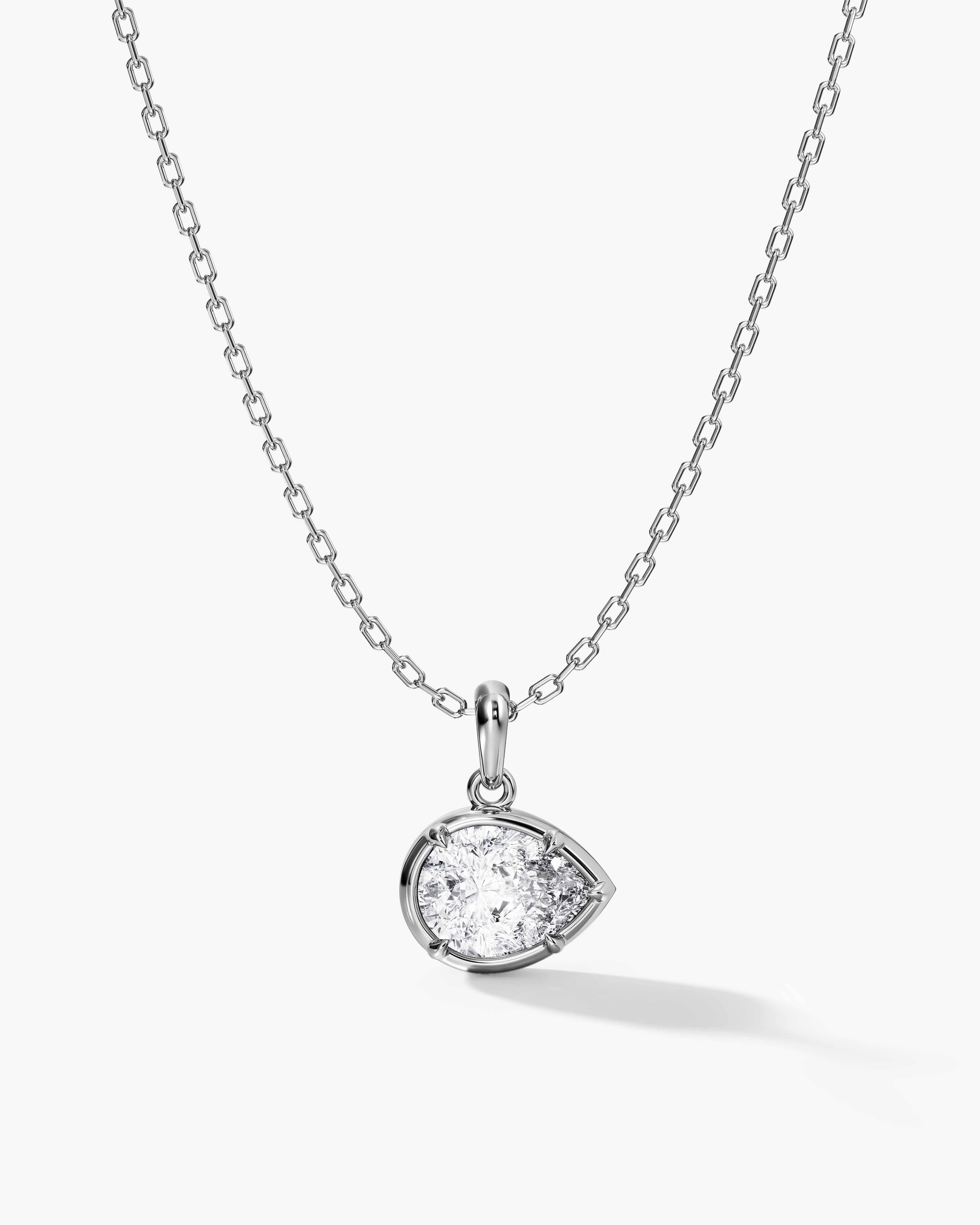 Pear Bezel Pendant Necklace