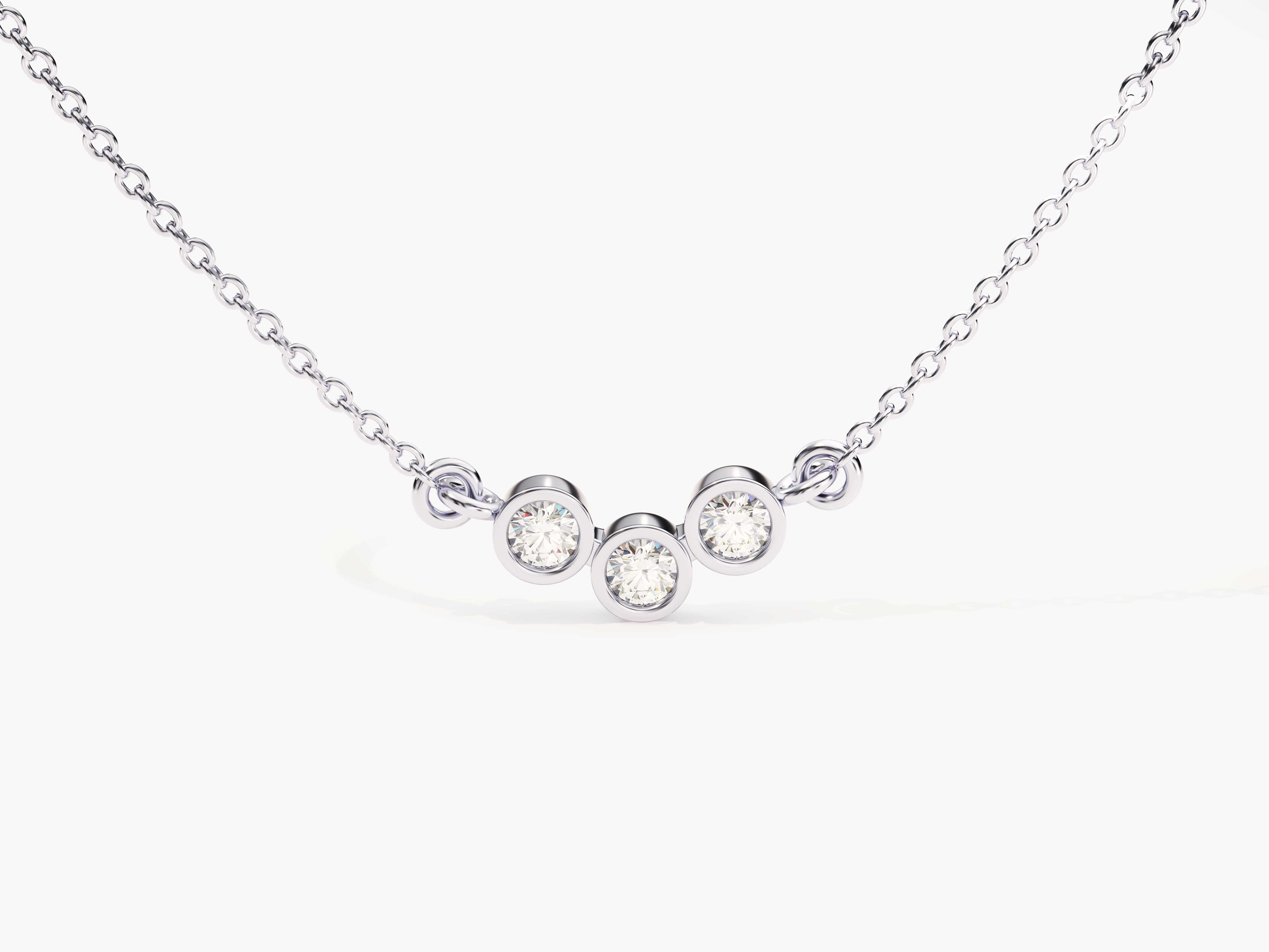 Trio-Bezel Set Necklace (0.06 CT)