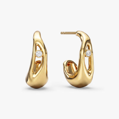 Fluid Diamond Hoop Earrings