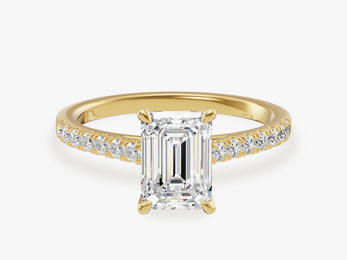 4-Prong Engagement Ring with Pave Set Sidestones