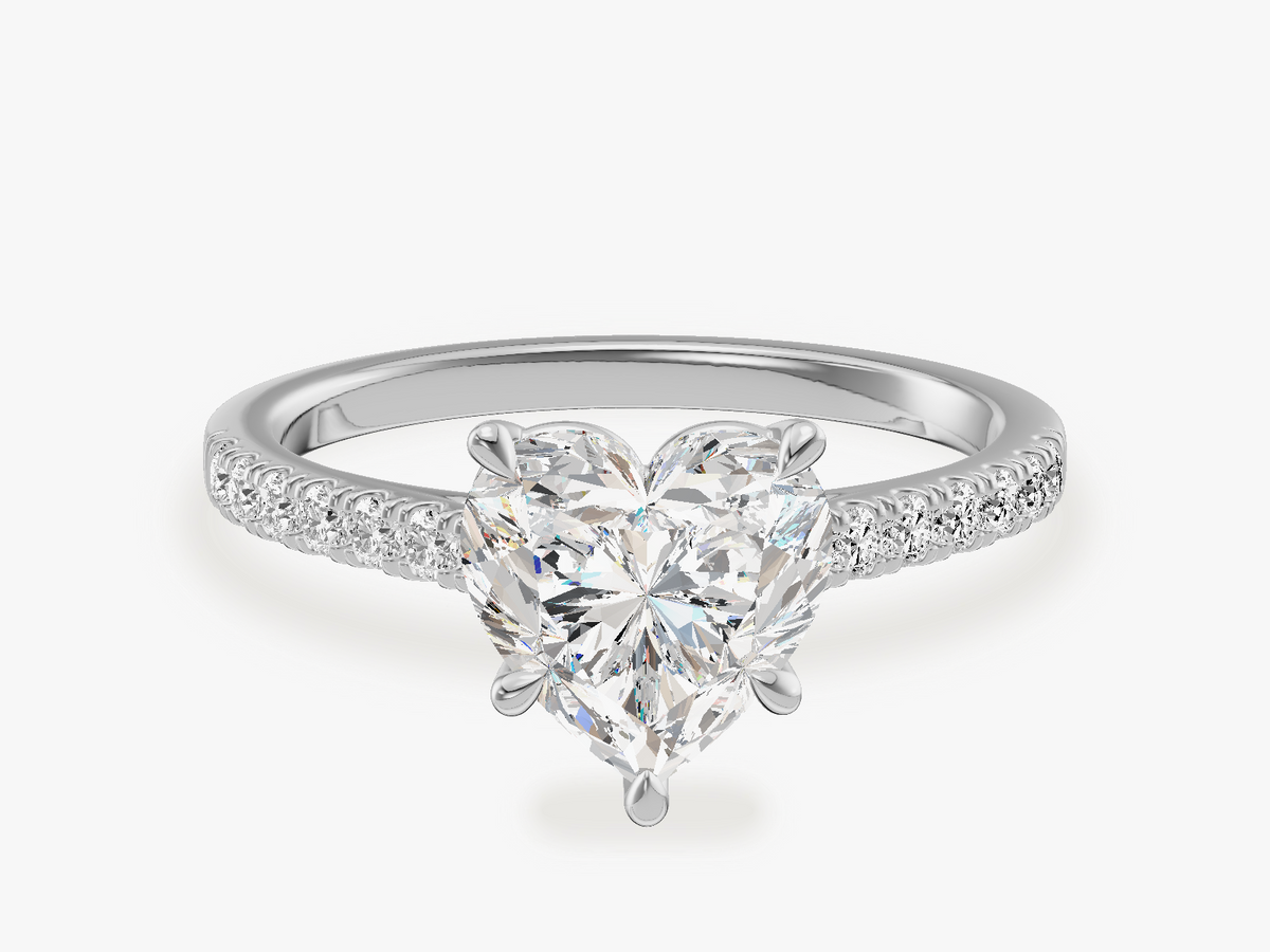 4-Prong Engagement Ring with Pave Set Sidestones