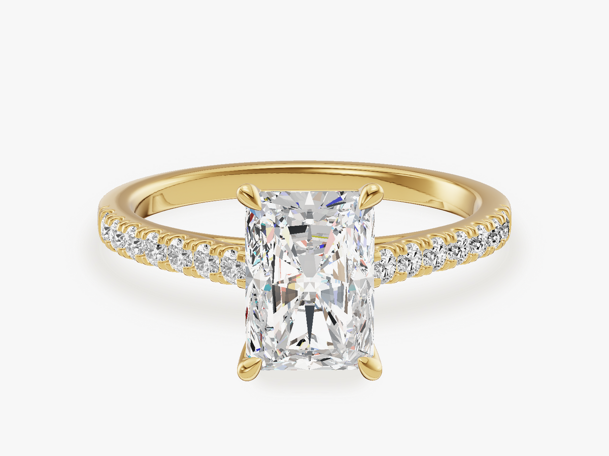 4-Prong Engagement Ring with Pave Set Sidestones
