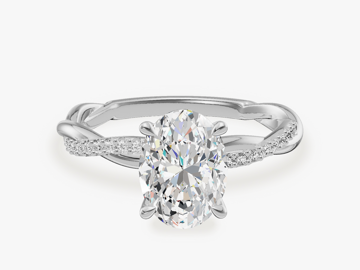 Twisted Vine Engagement Ring with Pave Set Side Stones