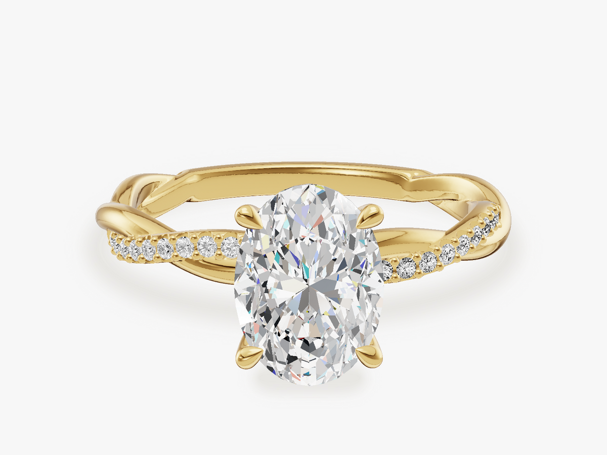 Twisted Vine Engagement Ring with Pave Set Side Stones