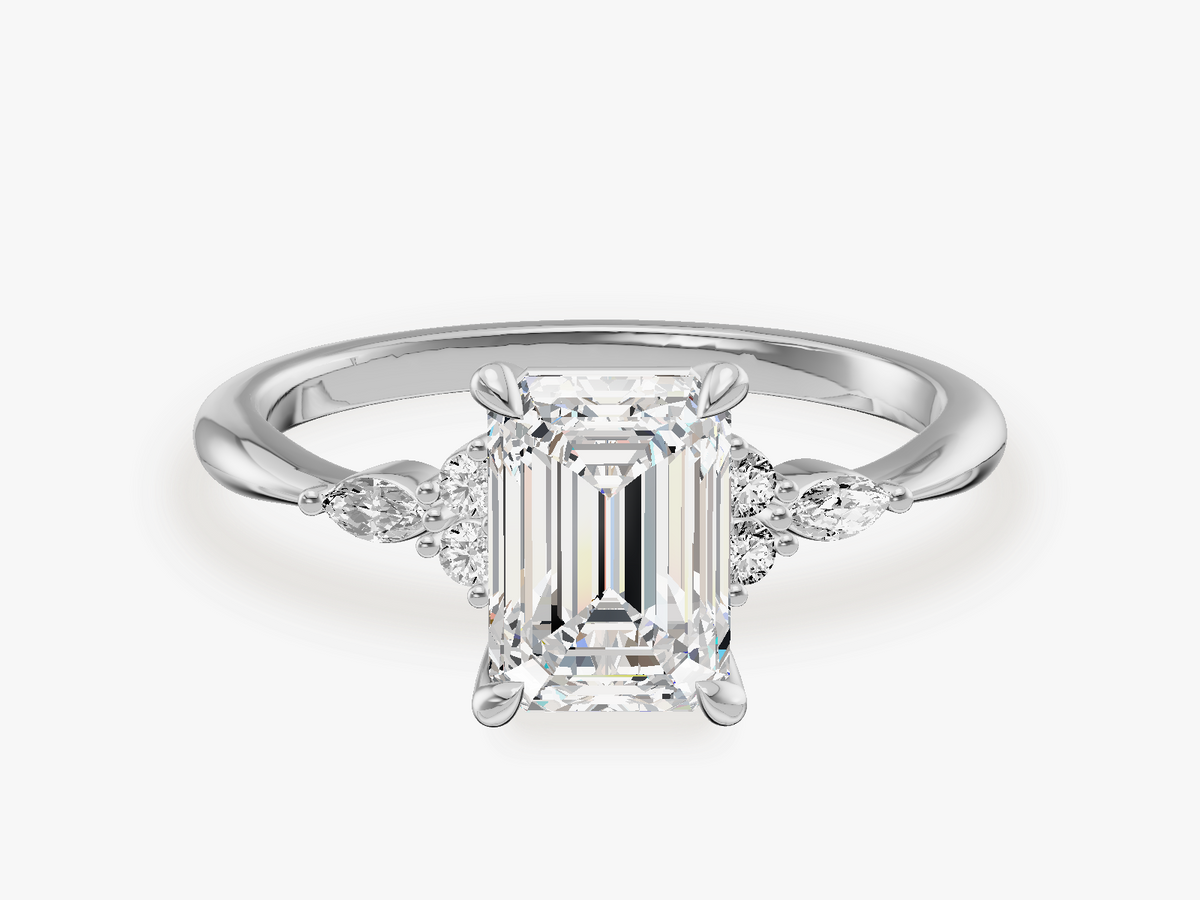 Round and Marquise Cluster Accent Engagement Ring