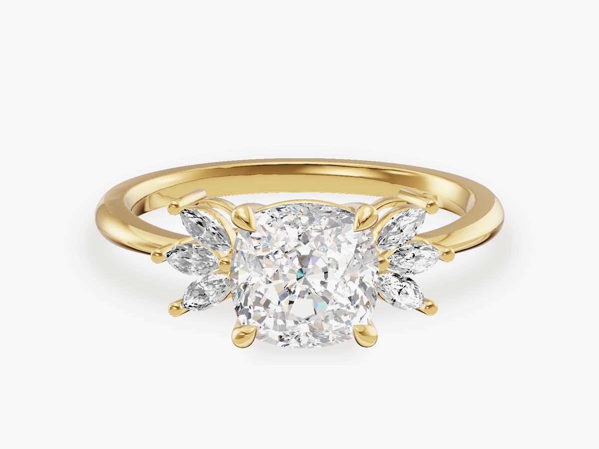 Butterfly Cluster Accent Engagement Ring