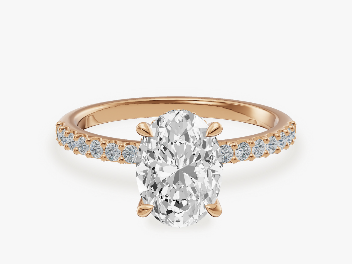 Hidden Halo Engagement Ring with Pave Set Sidestones