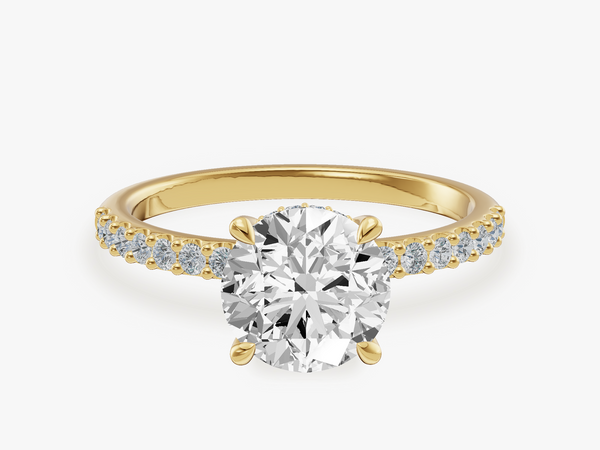 Hidden Halo Engagement Ring with Pave Set Sidestones