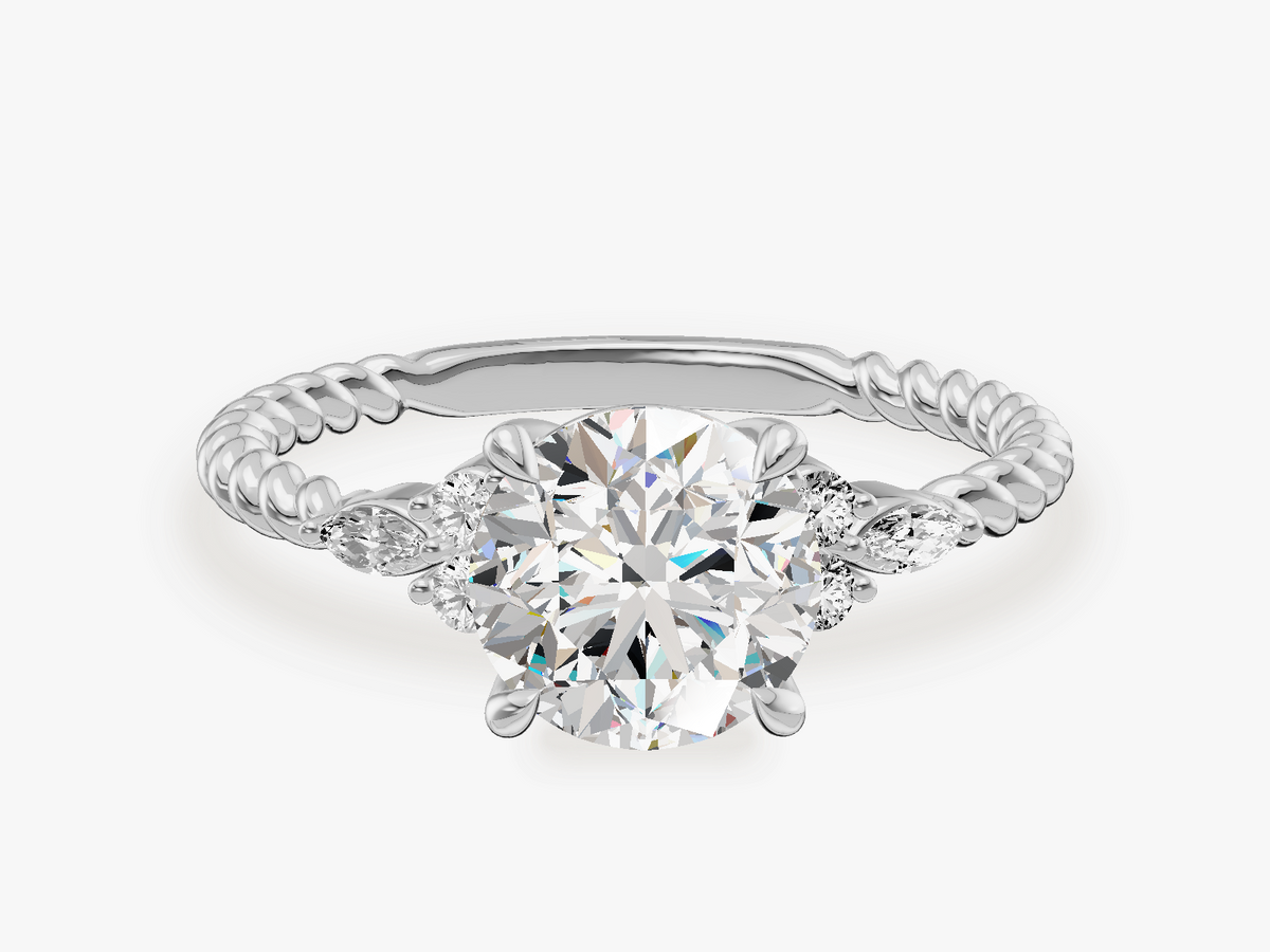 Braided Engagement Ring with Cluster Accent