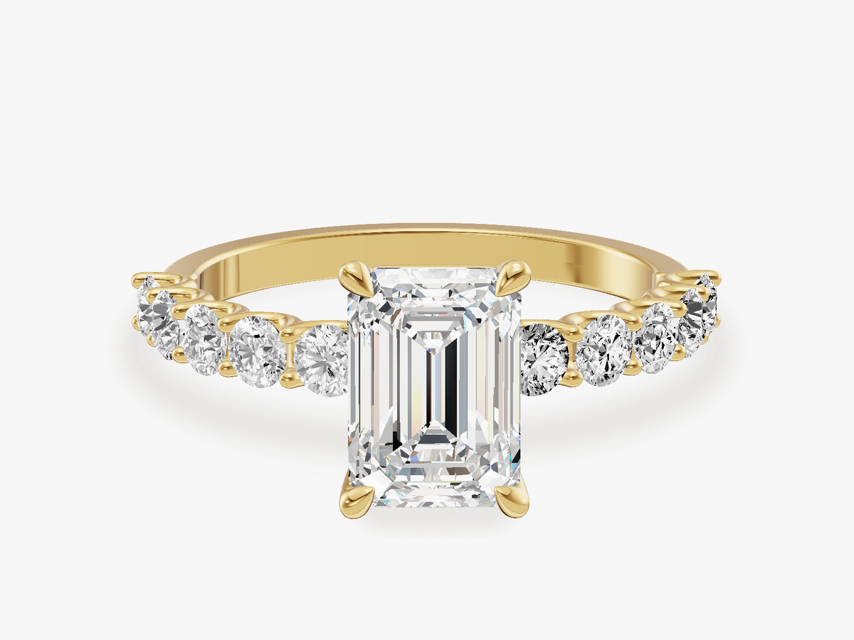 Petite Engagement Ring with U Prong Sidestones