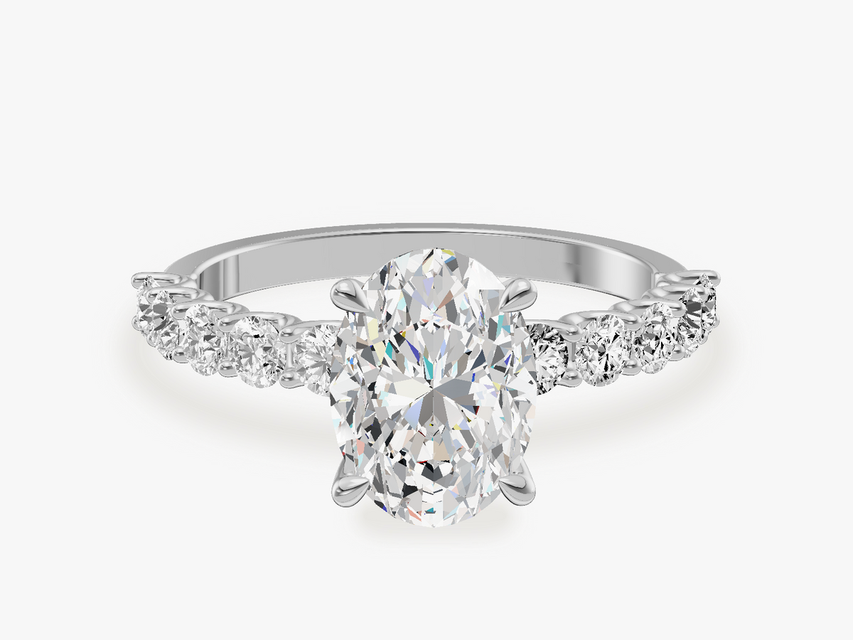 Petite Engagement Ring with U Prong Sidestones