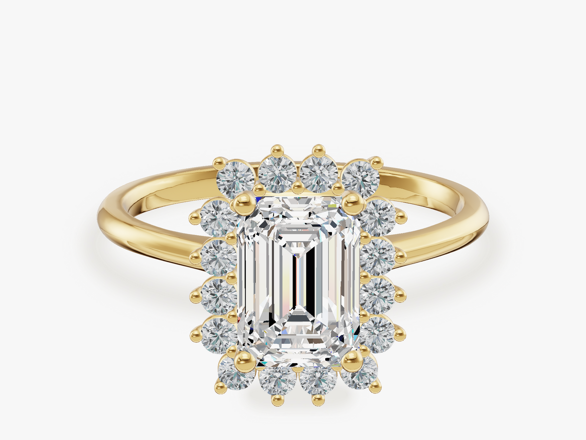 Flower Petal Halo Engagement Ring